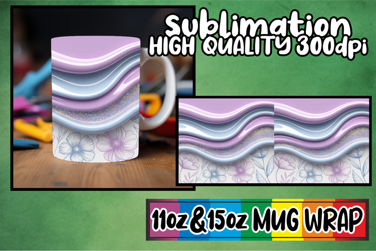 Cheerful sunsets sublimation mug wrap, Pattern