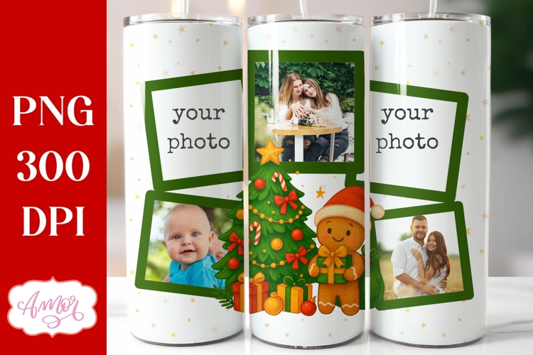 Christmas Photo tumbler wrap sublimation, Gingerbread man