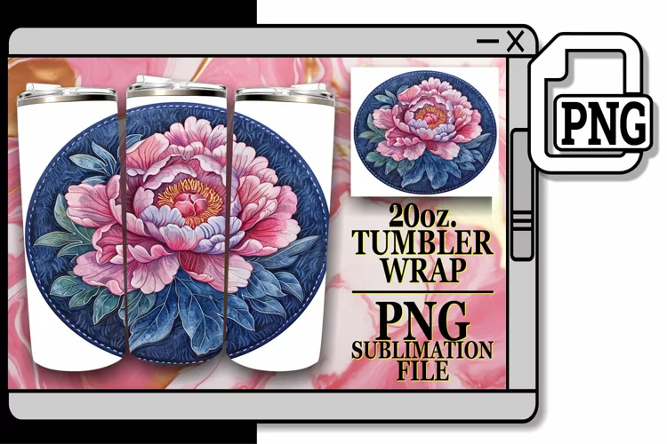 Spring Blossom Denim Tumbler Wrap 20oz