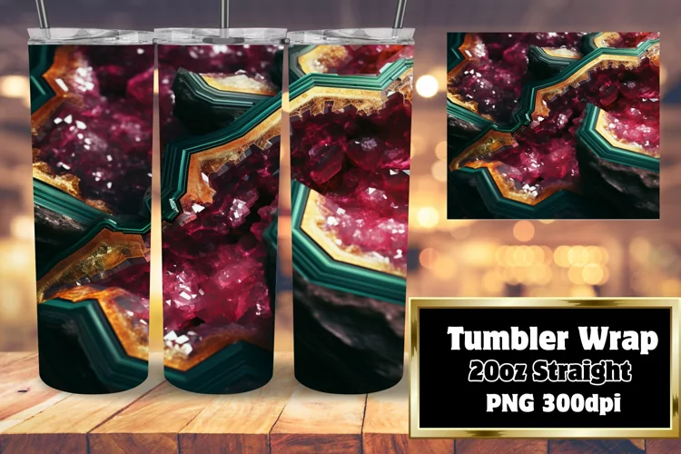 3D Glitter Agate Effect Tumbler Wrap 20oz