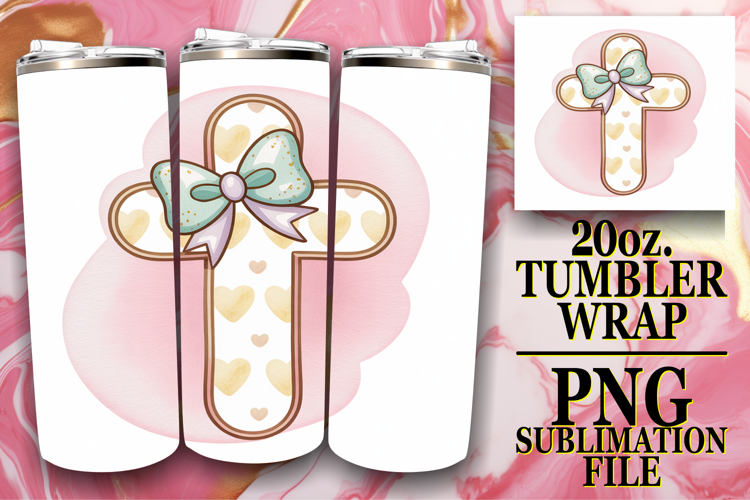 Heartfelt joy 20oz tumbler wrap, Cross and Bow