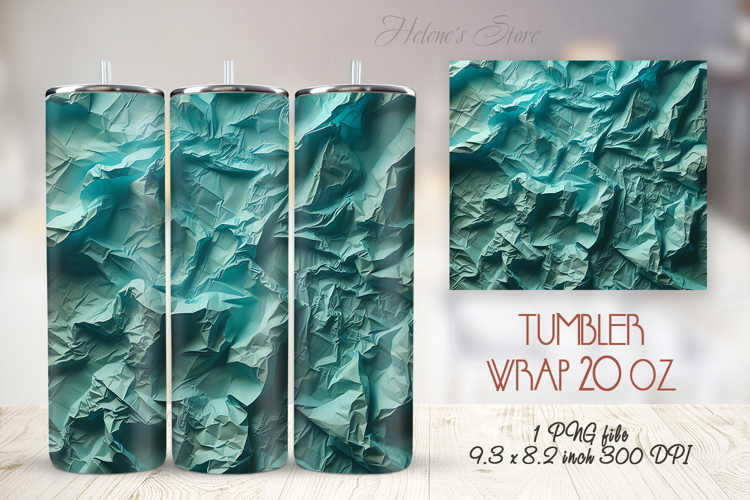 Texture of green crumpled paper straight tumbler 20oz wrap