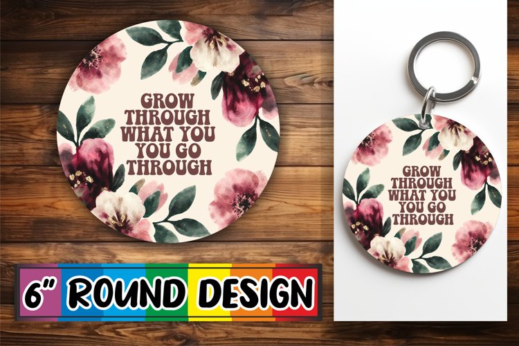 Cheerful Circle Coasters Design, Flower Quote