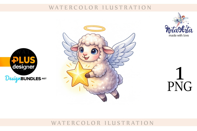 Christmas Sheep in Watercolor Style