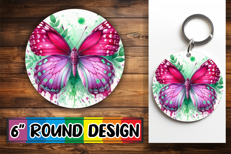 Joyful Sublimation Circle Designs, Butterfly