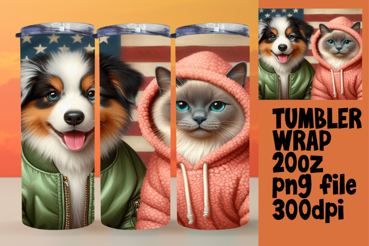 Customizable 20oz Tumbler File , Dog and cat