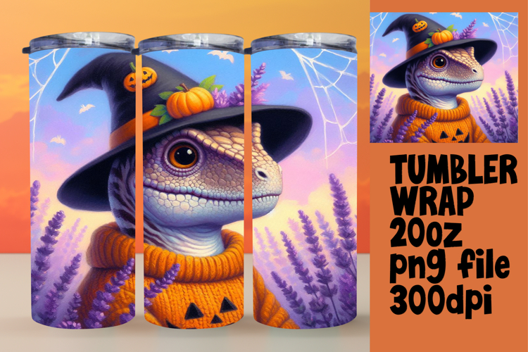 Original 20oz Tumbler Artwork , Halloween Dino