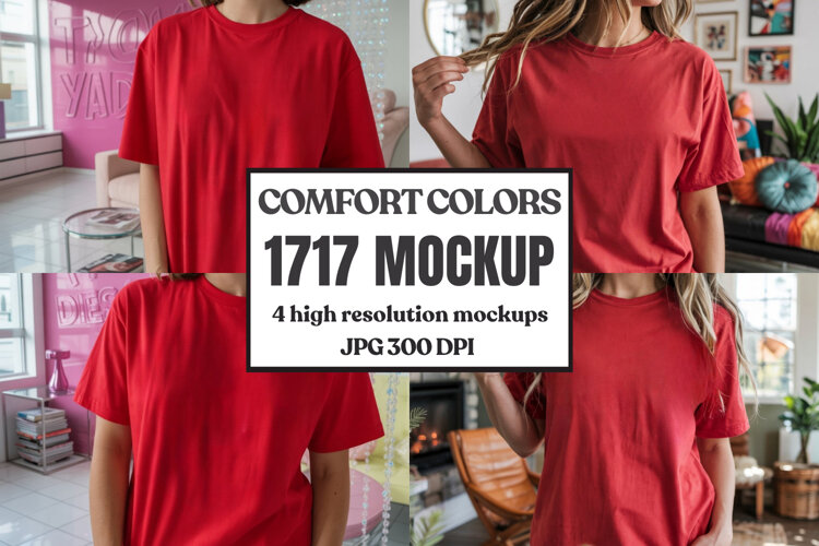 Comfort Colors 1717 Yellow T-Shirt Mockup example image 1