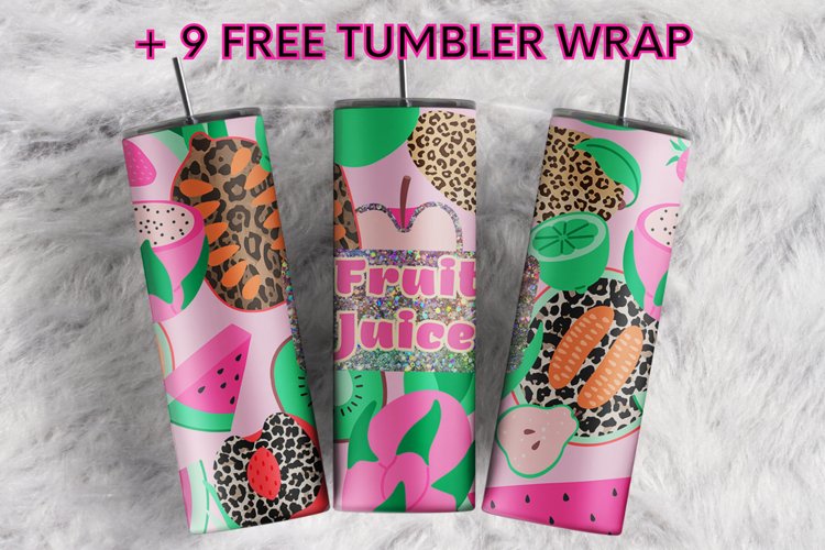 Fruit Juice Summer Watermelon Leopard 20 oz tumbler wrap