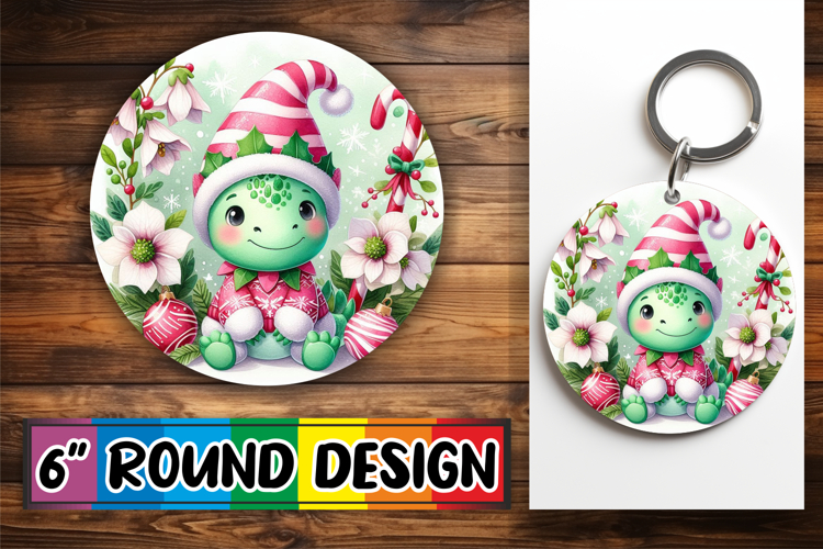 Cheerful Ornaments Circle PNG, Cute Dino