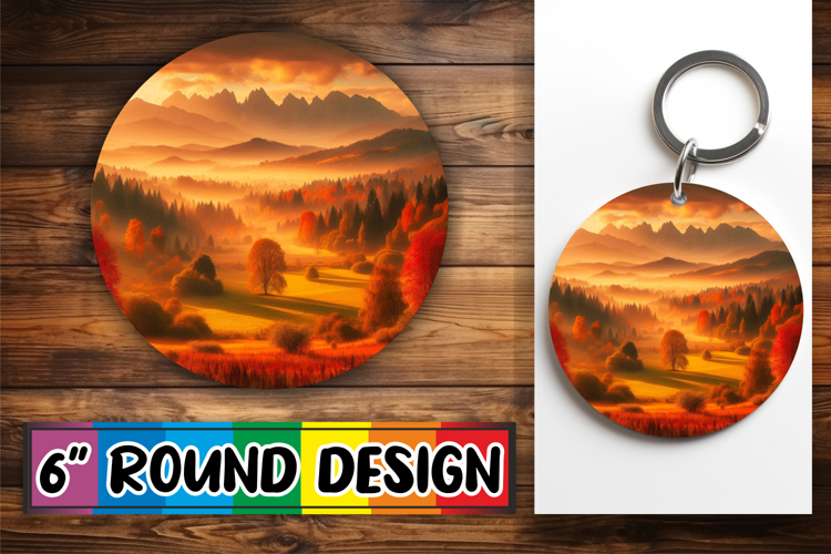 Luminous Car Coaster Round Sublimation PNG, Autumn