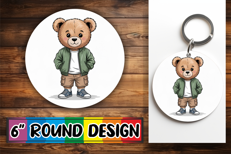 Radiant Round Sublimation Coasters, Teddy Bear