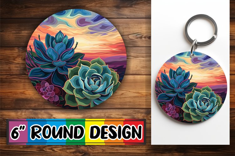 Colorful Retro Bloom Keychain   Coaster Variety