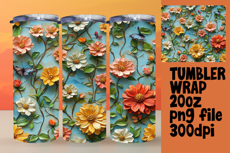 RADIANT 20oz Tumbler Wrap , 3D Flower example image 1
