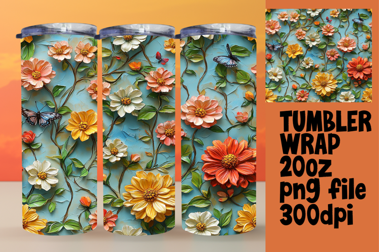 RADIANT 20oz Tumbler Wrap , 3D Flower