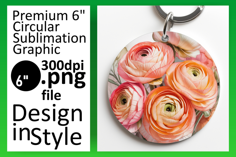 Elegant Keychain Round PNG Artwork , Flowers