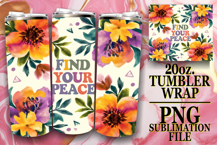 Joyful Colors 20oz tumbler wrap, Flower Quote