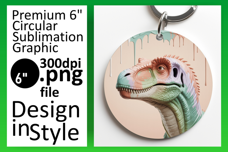 Sophisticated Circle Design for Sublimation , Cute Dino
