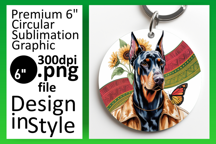 Vibrant Round Design Coaster Template , Cute Dog