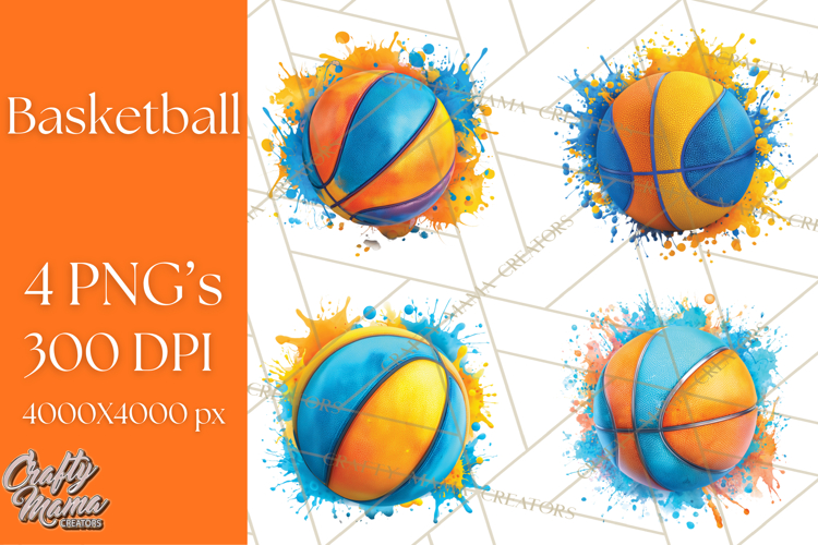 Basketball Clipart PNG with Team Color Paint Splash Design