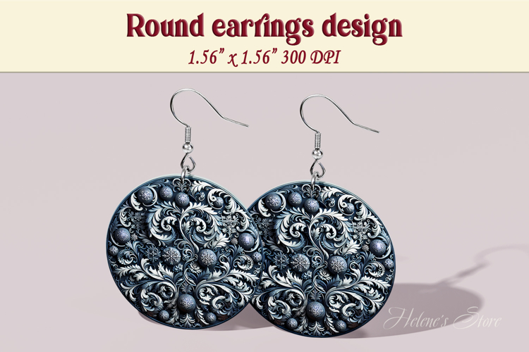Vintage pattern earrings | Silver Round Earring sublimation