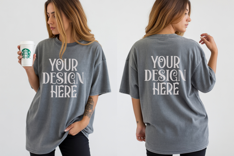 Granite Comfort Colors 1717 Front & back T shirt Mockup
