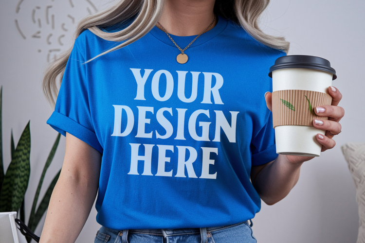 Blue Comfort Colors 1717 Christmas Shirt Mockup, Cozy