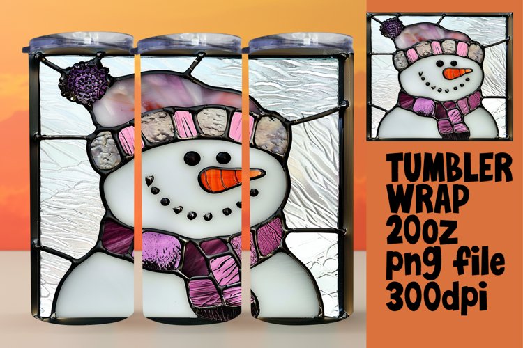 Stained Glass Snowman Wrap Holiday 3D