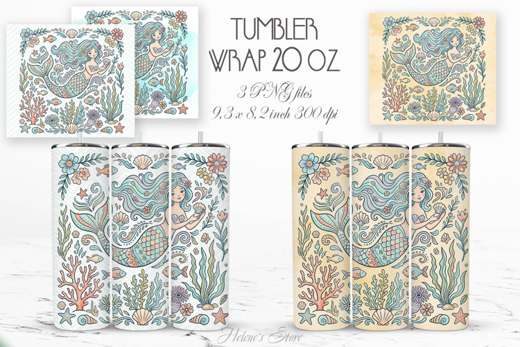 Fairytale Mermaid pastel straight tumbler 20oz wrap desigs