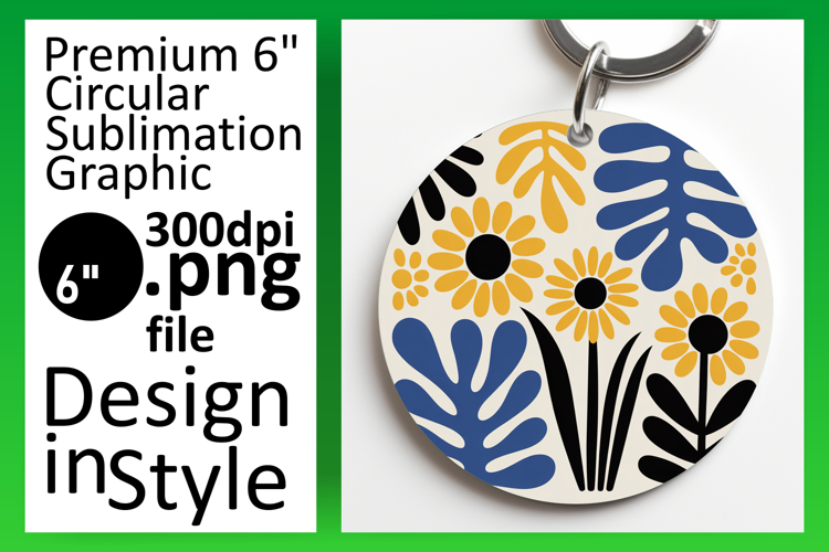 Cute Round Design Keychain Template , Flowers
