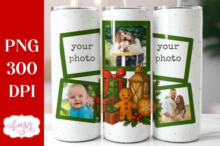 Christmas Photo tumbler wrap sublimation, Gingerbread man