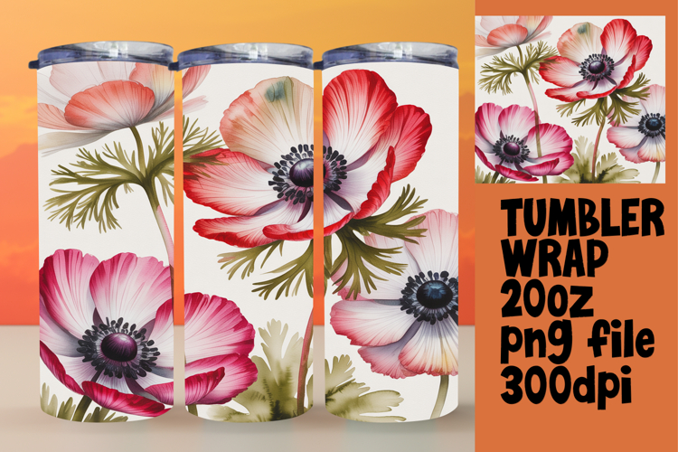20oz Tumbler Template for All Occasions , Flowers