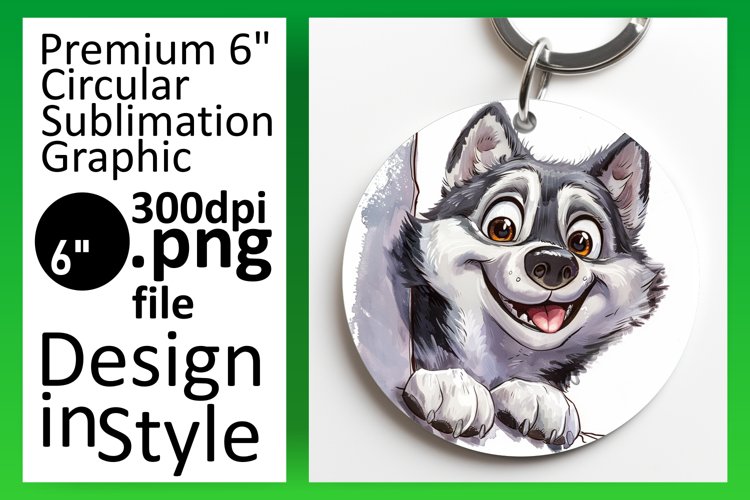 Playful PeekaBoo Dog Charm Circle Whimsy Joy Sublimation