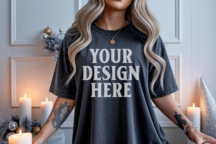 Christmas Comfort Colors 1717 Pepper TShirt Mockup, CC 1717