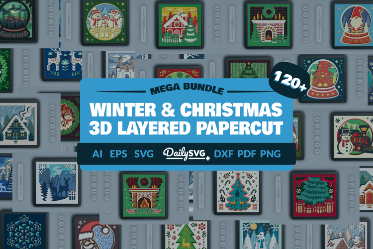 120 Winter & Christmas 3D Layered Papercut Collection