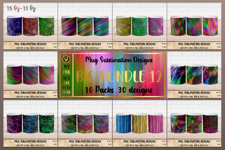 Mug Sublimation Wrap Bundle 12.Abstract Mugs. example image 1
