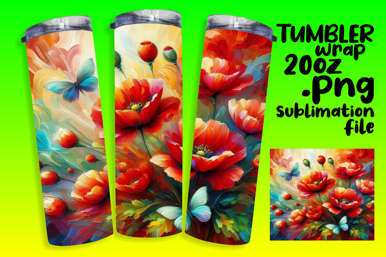 RICH 20oz Sublimation Tumbler Design , Flowers