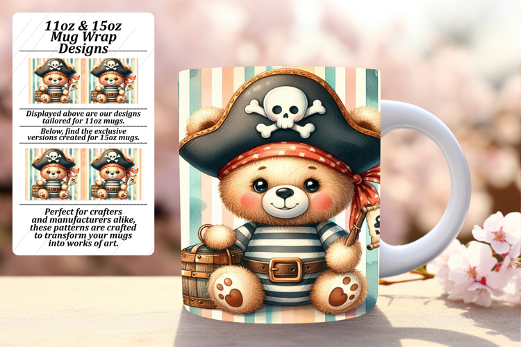 Dynamic 15oz Mug Wrap Png Artwork , Teddy Bear