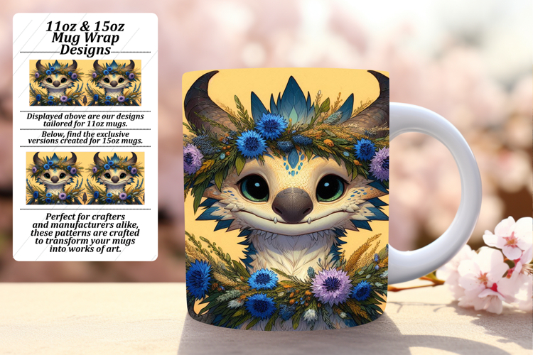 Customized 15oz Mug Wrap Png Design , Dragon