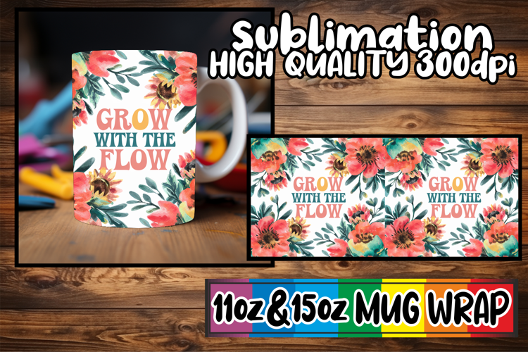 Happy journeys 11oz 15oz sublimation wrap, Flower Quote