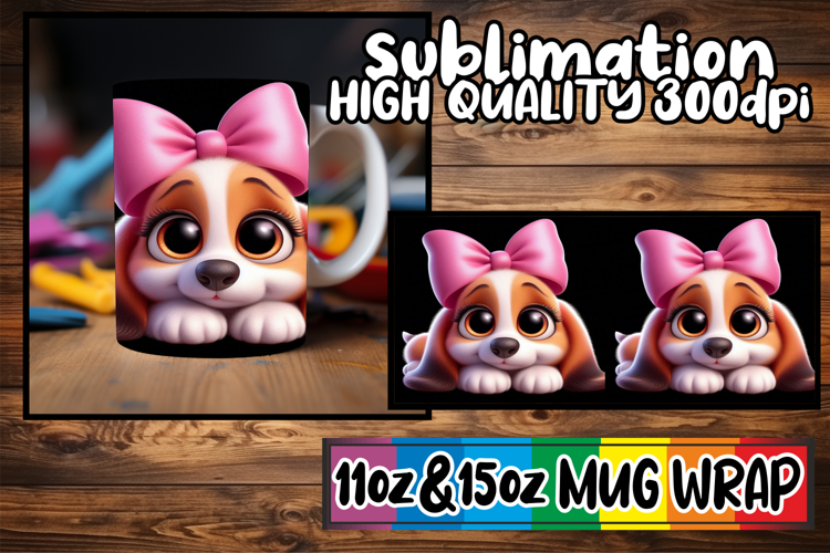 Magical vibes 11oz 15oz sublimation wrap, 3D Dog