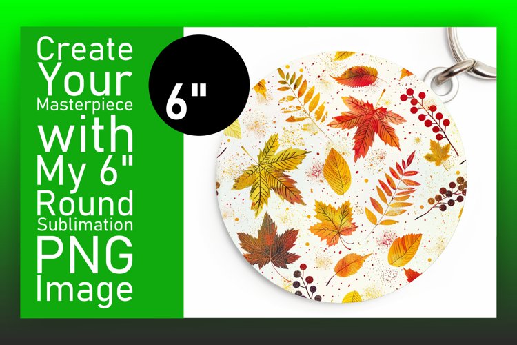 Cozy Fall Season Round Design with Watercolor Keychain example image 1