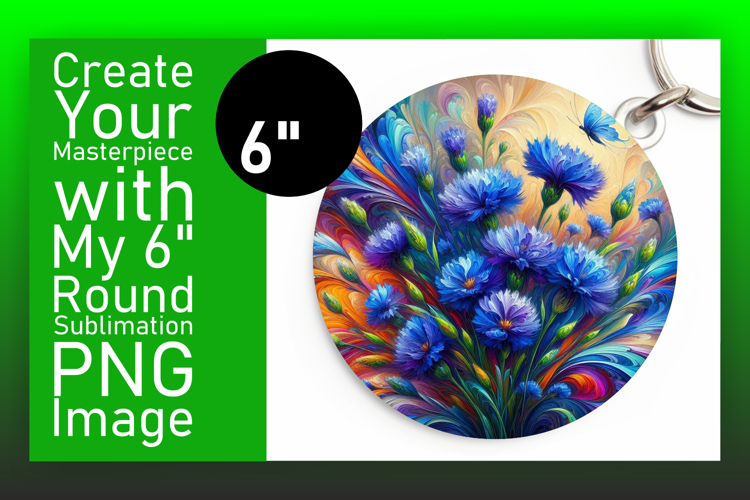 Vibrant Round Design Keychain PNG , Flowers