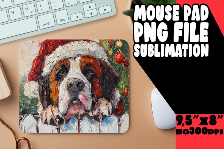 Holiday Design Mouse Pad Winter Peeking Dog Sublimation