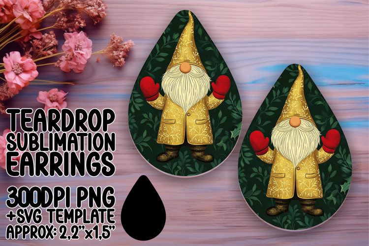 Whimsical Teardrop Design for Earrings Printing , Gnome