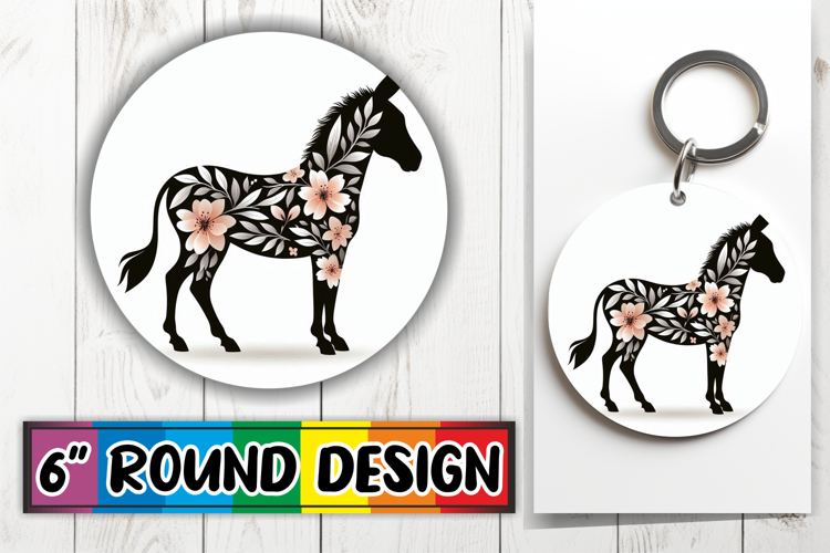 Cozy Round Keychain PNG Magic, Flower Animals