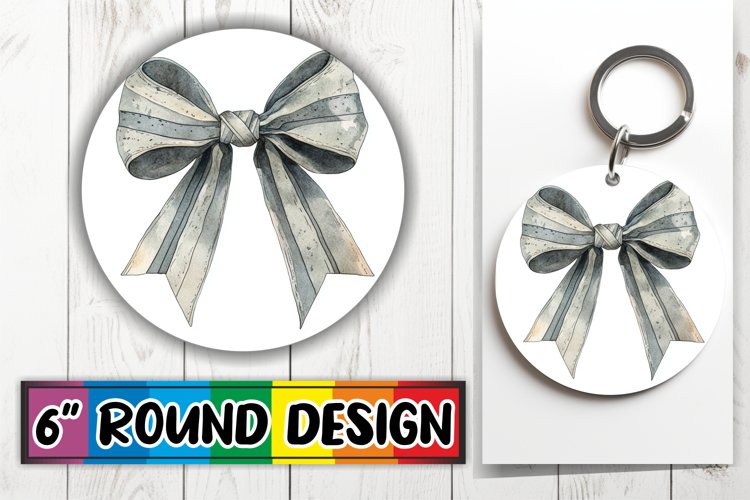 Watercolor Bow Round PNG Design for Sublimation Art