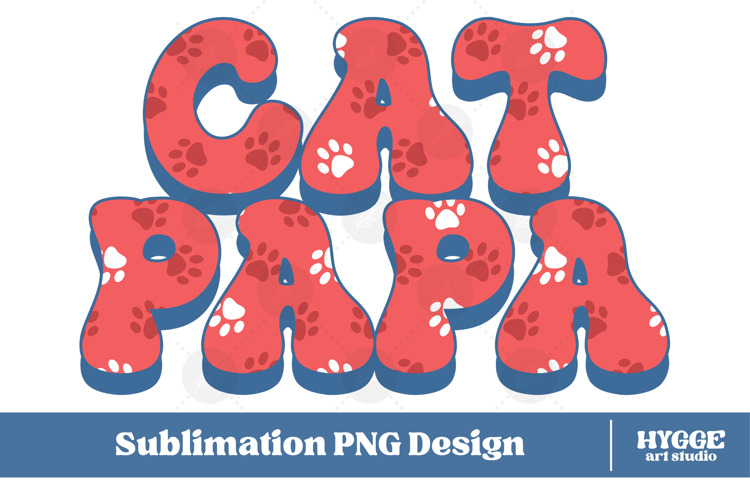 American Cat Papa 4th of July USA Paw DTF PNG Sublimation