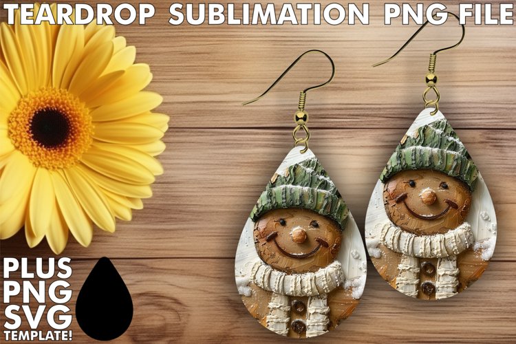 ENCHANTED Teardrop Earrings PNG, Gingerbread Man