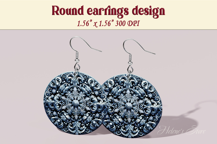 Vintage pattern earrings | Silver Round Earring sublimation